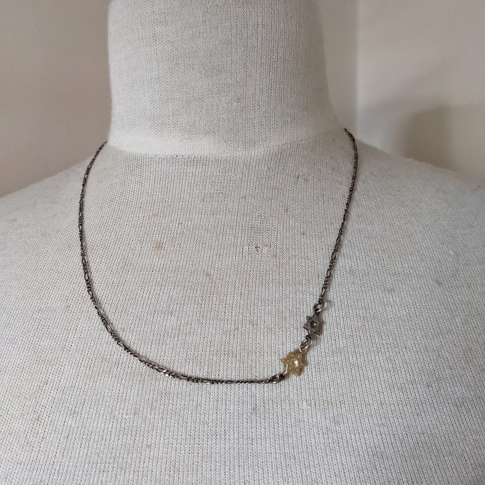 Gold and Silver Jewish Star Necklace